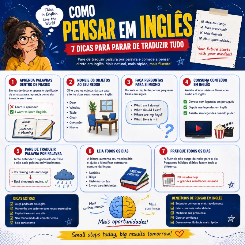 Imagem do post Como Pensar em Inglês: 7 Dicas para Parar de Traduzir Tudo